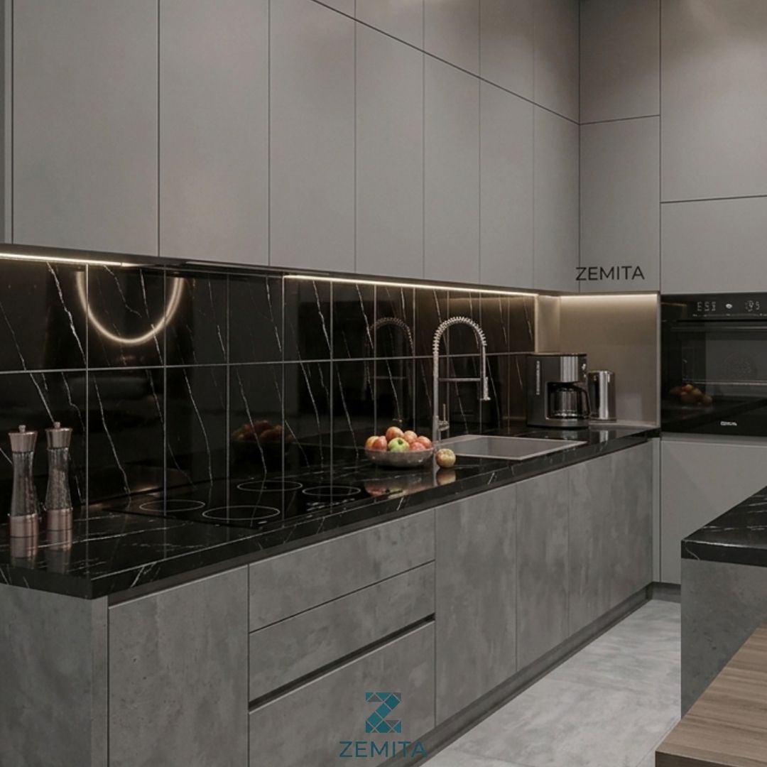 SİYAH ÜSTÜNE BEYAZ DESENLİ MERMER GÖRÜNÜMLÜ ZMT-26-105