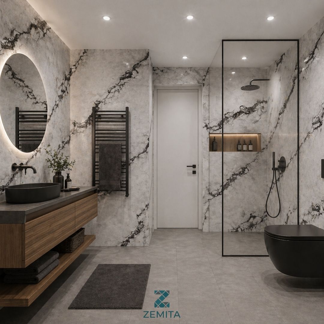 SİYAH LEKELİ BEYAZ MERMER DESENLİ ZMT-26-104